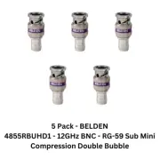 5 Pack BELDEN 4855RBUHD1 RG-59 Sub Mini 12GHz 4k BNC Compression Double Bubble