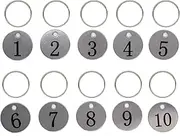 StayMax Stainless Steel Number Tags Key Tags with Key Rings (1-100)