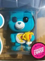 Funko POP! Care Bears 40th Anniversary Champ Bear #1203 CHASE Fuzzy Flocked HTF