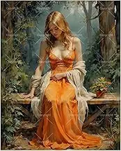 TAOPAOLAB Lady in Orange Dress Paint by Numbers Kit for Adults - DIY Woman in Forest Painting on Canvas 16x20In, Acrylic Paint Set, Suitable for Beginners, Art for Home Decoration or Gifts