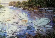 Needlepoint tapestry painted canvas 14.820 - Swans (18"x24") GobelinL