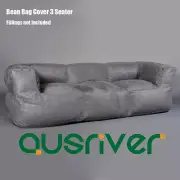 Stylish Living Room Couch 3-Seater Luxury Bean Bag Cover Grey Modern BB3PGRY