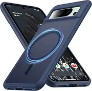FNDMIL [NO.1 Magnetic for Google Pixel 8 Pro Case with MagSafe [Military Grade Drop Tested][Translucent Matte][Anti-Fingerprint] Slim Case Soft Silicone Bumper for Google Pixel 8 Pro Phone Case,Blue