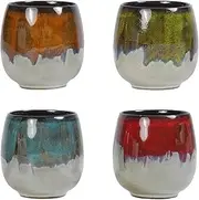 TOLATR Ceramic Kiln-Change Espresso Cups Small Espresso Coffee Cup Spirits Cups Tasting Cups Ceramic Mate Cup Set of 4 (4 Colors)