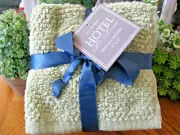 New Hotel Brand Sage Green & White Texture Cotton Bathroom Wash Cloths Set of 10