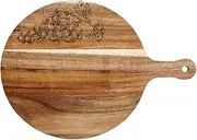 Tempa Atticus 40cm Grape Handle Acacia Wooden Round Food Serve Board/Plate/Tray