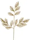 Gold Glitter Filigree Netted Vein Leaves Decorative Christmas Spray Stem - 66cm