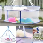 Folding Hanging Dryer Net Storage Bags Laundry Baskets Hangers Rack Two Shelf