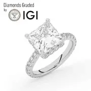 Princess Solitaire Labgrown Diamond Engagement Ring Platinum 3.85 Ct
