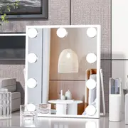 Hollywood Vanity Mirror with Lights - 9 LED Bulbs, 3 Lighting Modes, Smart Touch Control, U-Shaped Bracket - 25cm x 30cm