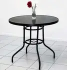 Alfresco 80cm Round Mirrored Tempered Glass Table