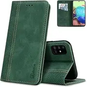 [AKABEILA] Case for Samsung Galaxy A71 4G Mobile Phone Case PU Leather Flip Case Stand Wallet Protective Flip Case Cover with [Card Slot] [Stand Function] [Magnetic], Green