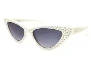 Guess Cat Eye Sunglasses White Diamantes and Grey Gradient Lenses GU7810 21C