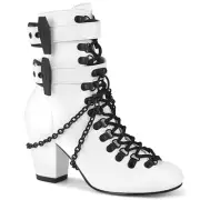 Demonia Vivika-128 Gothic Victorian Vampire CyberPunk Goth White Ankle Boots