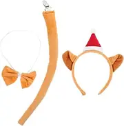 Amosfun 1 Set Cloth Skincare Spa Ears Plastic Brown Headband Cat Ears Decor of Cat Ear Plush Headband Tail