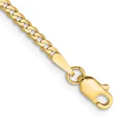 Avariah Solid 10k Yellow Gold 2.2mm Flat Beveled Curb Chain Anklet