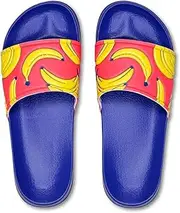 [HAPPY FEET] Happy Socks Ultimate Summer Pool and Beach Sandal Slides- Clouds and Banana Style, Banana Slides, 14 Women/12 Men