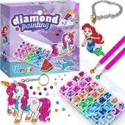 Gem Art Diamond Painting Kits for Kids Unicorn Mermaid Jewelry & Keychains