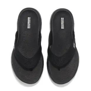 【SKECHERS】拖鞋 Go Walk 6 Sandal 男鞋 黑 白 避震 回彈 人字拖 夾腳拖 涼拖鞋(229129-BKW)