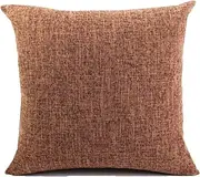 Vradar Solid Colour Cushion Cover Cotton Linen Decorative Pillow Case Home Fashion Sofa Bed Car Decoration Pillow Covers Brown 45X45CM