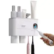 Wall Mounted Toothbrush Holder Automatic Toothpaste Dispenser with Drawer Tray