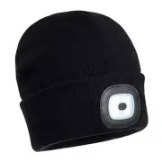 B029BKR Portwest Beanie LED Head Light USB Rechargeable Black NEW INVENTORY