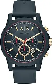 [Armani Exchange] Men's Blue Silicon Outerbanks Analogue Watch, 47mm