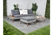 Riviera - 4 Seater Outdoor Timber Wicker Lounge with Side Table Set