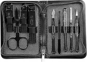 Ethnic Choice Manicure Set, Nail Clippers Set, Gifts for Men/Women, Professional Pedicure Kit Nail Scissors Grooming Kit Personal Care Tool Kit, Nail Tools with Black Leather Travel Case