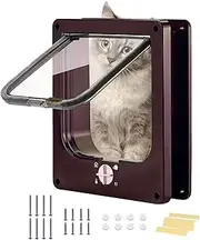 Interior Cat Door - Safety Pet Door | 4-Way Locking Flap for Cats | Safe Convenient Cat Entry for Glass Doors Window Cabinets Walls Indoor Outdoor Use