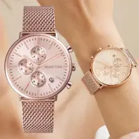 在飛比找momo購物網優惠-【Relax Time】日本機芯三眼計時腕錶/玫瑰金40mm