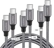 [WIKIPro] USB C to USB C 60w Cable 3Pack(0.3+1+2M),USB Type C Charger Cord Compatible with Samsung Galaxy S10/S9/S8/S20 Plus/Note/10/9/8,MacBook Air/Pro 13'',iPad Pro 2020/2018,Google Pixel 2/3/4 XL