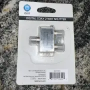 Onn Digital Coax Pro 2-Way Splitter - New In Package