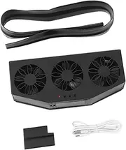 Leefasy Car Exhaust Fan Window USB with 3 Air Outlet Quiet Easy Installation Ventilation Fan Radiator Cooling Fan for Automobile, Black