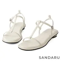 在飛比找momo購物網優惠-【SANDARU 山打努】涼鞋 工字細帶低跟圓跟涼鞋(白)