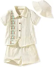 [HIHA] Toddler Boys Mexican Embroidered Short Set
