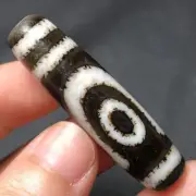 Magic Tibetan Old Agate 2eye love Cinnabar Totem dZi Bead Amulet12*44.8mmN026