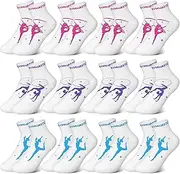 [Glitopper] 12 Pairs Gymnastics Theme Socks Gymnasts Team Gifts Bulk Party Favors for Women Teacher Sister Gymnastics Lovers Accessories Gifts