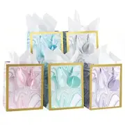 Medium Gift Bag Set - 5 Medium Gift Bags With Tissue Paper - Elegant Design