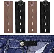 [SGERUFZ] Pack of 4 Elastic Waist Extensions, Adjustable Waist Extensions, Button Pants Extensions, No Sewing Required, Jeans Extensions for Men and Women, 4 Slots, multicoloured, Small