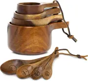 Wooden Measuring Cups and Spoons Set - Wood Measuring Cups, Wooden Measuring Spo
