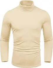 [Amussiar] Men's Turtleneck T-Shirt Slim Fit Long Sleeve Basic Thermal Casual Pullover Shirts