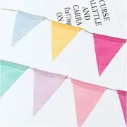 Bunting Flags 3M 12 Flags Matural Jute Hessian Burlap Bunting DIY Wedding Party Decoration Celebration Christmas Crafts Colorful Bunting