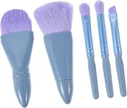 Healeved Travel Makeup Brush Set with Built Bristles for Powder and Eyeshadow Portable Case Sky for On The Go Touch Ups