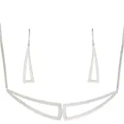 925 Sterling Silver Jewellery Set Brushed Polished Geometric Triangle - Silverly