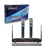 2CH UHF Wireless Microphone Receiver System Dynamic Handheld Mic Church KTV Mics
