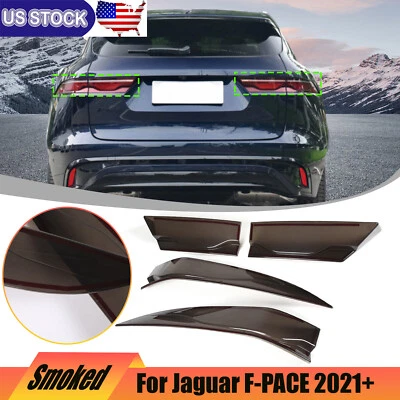 Smoked Black Rear Tail Light Guard Cover Trim Bezel For Jaguar F-Pace 2021+ US (for: Jaguar)