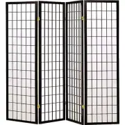 Coaster Folding Screen 4-Panel White Solid Wood Frame Black