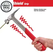 Milwaukee Framing Hammer Straight Claw Milled Face Shock Shield Grip Red 22 Oz