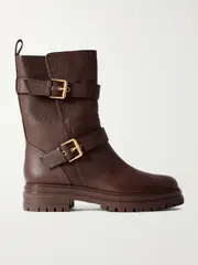 [Gianvito Rossi] Gianvito Rossi - Thiago Flair Buckled Textured-leather Boots - Brown - IT37 IT 37 Brown